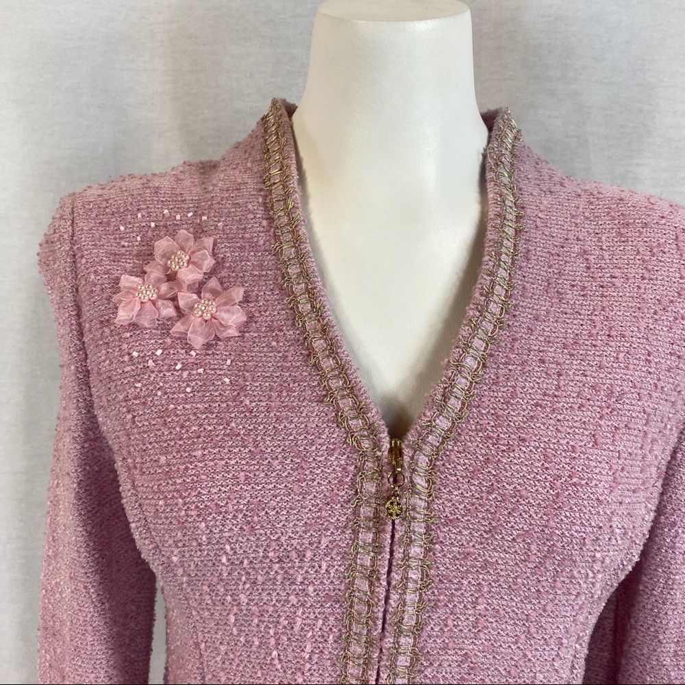 St. John floral ribbon zip up jacket